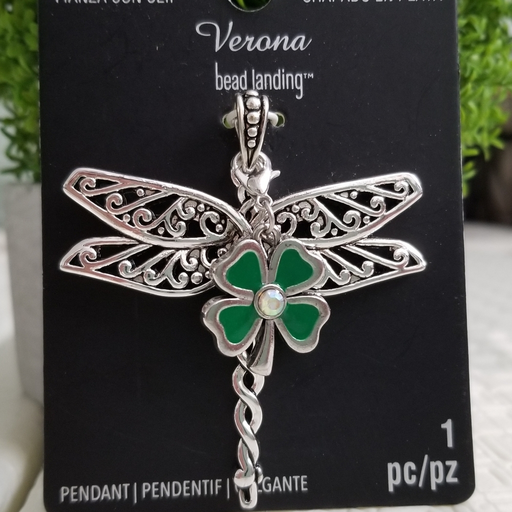 Verona Bead landing silver plated, clip on bail 1